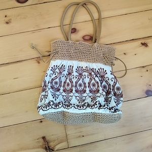Boho embroidered drawstring purse